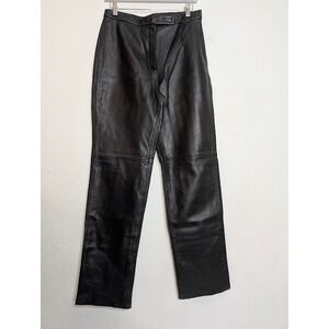 Jacqueline Ferrari Vintage Womens Lined Black Leather Pants Size 10 Grunge Biker